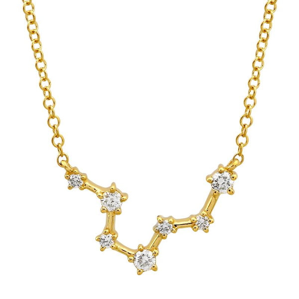 14K Yellow Gold Diamond Pisces Constellation Necklace-Necklaces-Maurice's Jewelers-