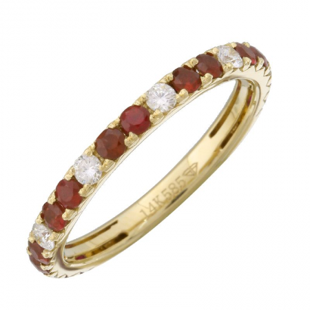 14K Yellow Gold Diamond + Garnet Stacking Ring-Rings-superbell-