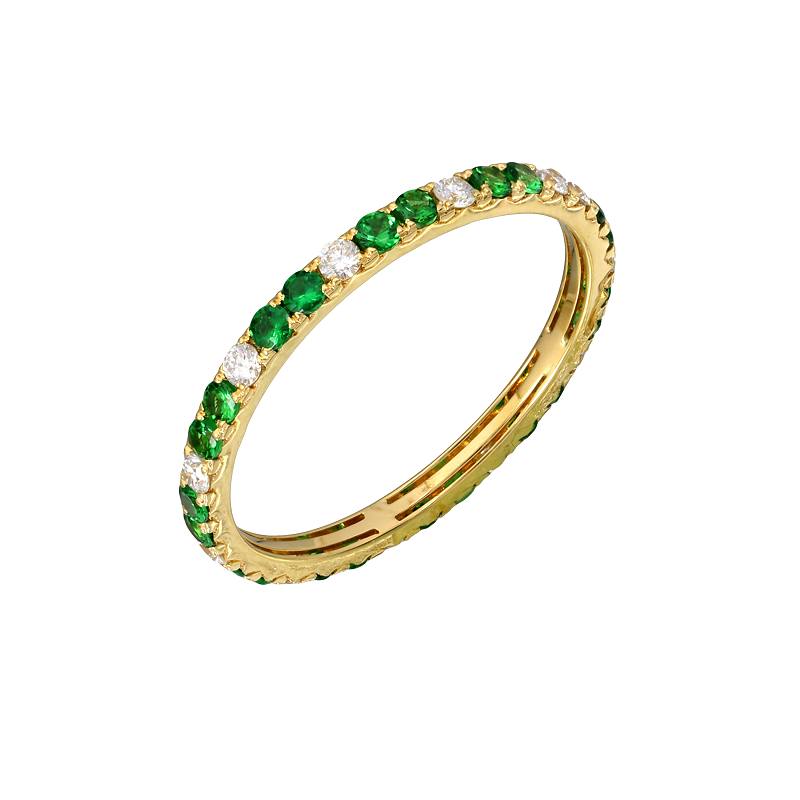 14k Yellow Gold Diamond and Tsavorite Eternity Band-Rings-Maurice's Jewelers-