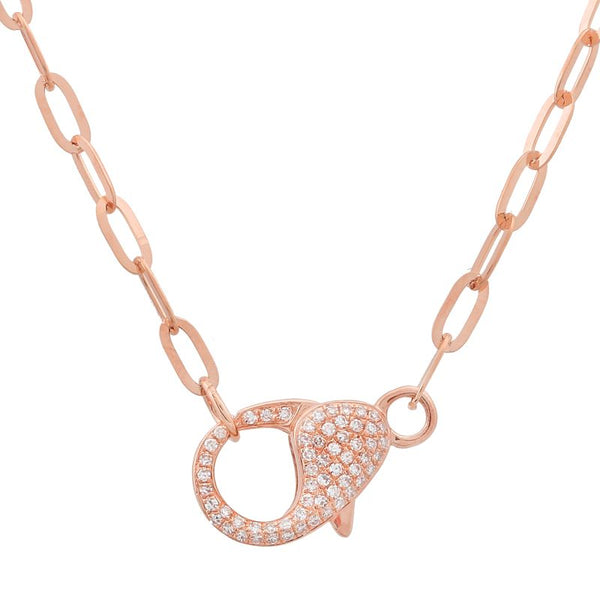 14K Rose Gold Diamond Lobster Clasp Chain