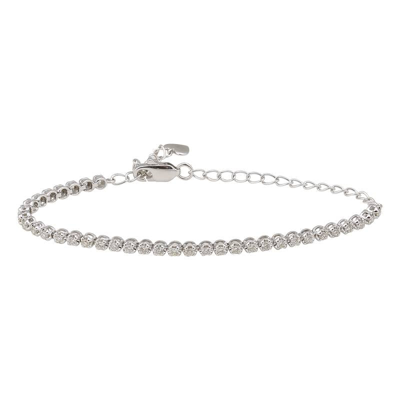 14K Rose Gold Diamond Tennis Adjustable Bracelet