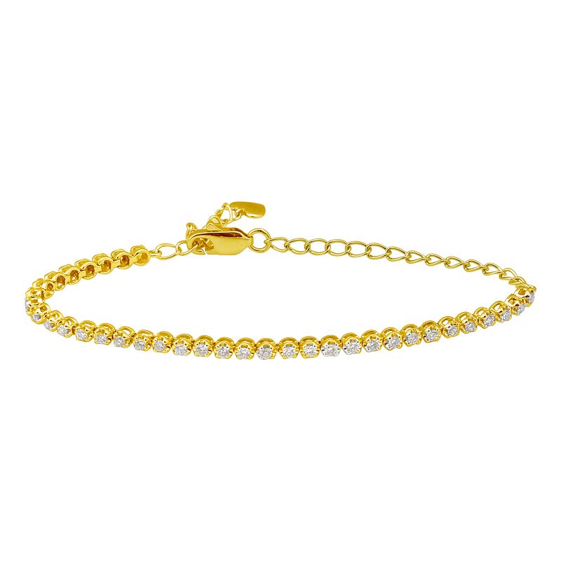 14K White Gold Diamond Tennis Adjustable Bracelet