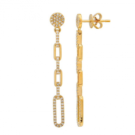 14k Yellow Gold Diamond Dangling Stud Earrings-Earrings-Maurice's Jewelers-