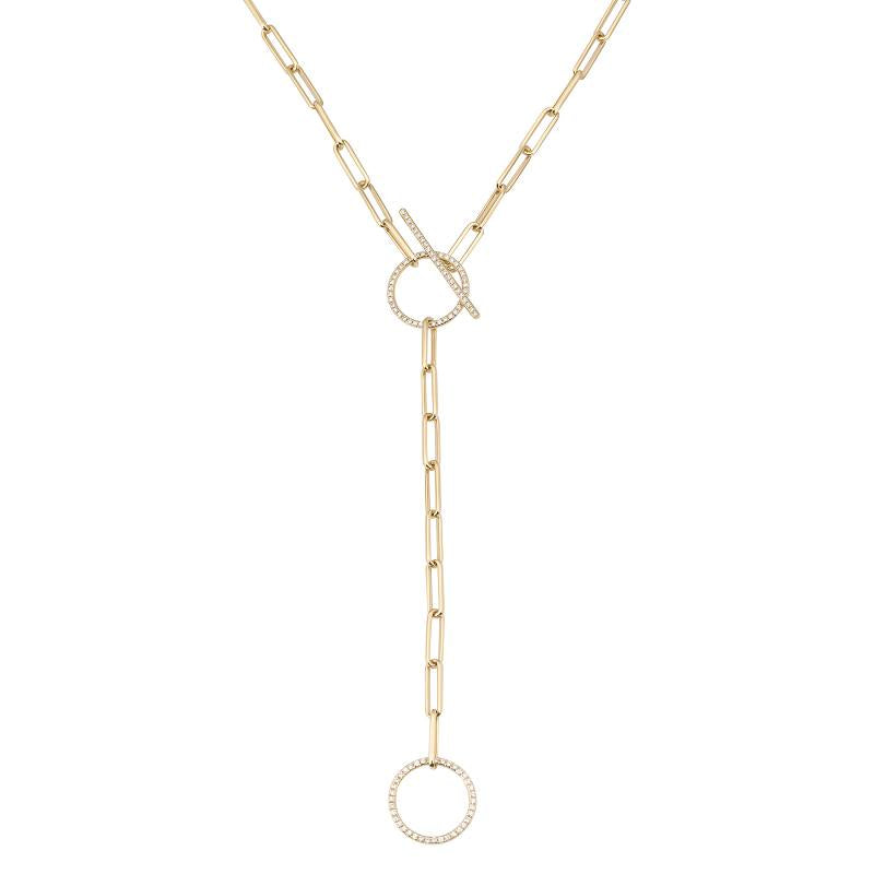 14K Yellow Gold Chain Toggle Paperclip Necklace-Necklaces-Maurice's Jewelers -