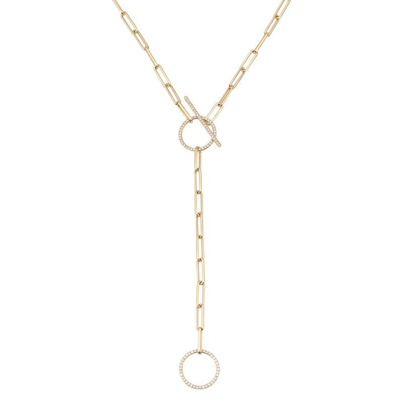 14K Yellow Gold Chain Toggle Paperclip Necklace