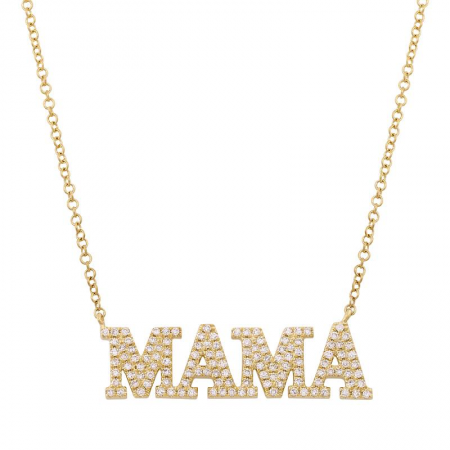 14k Yellow Gold Mama Diamond Necklace-Necklaces-Maurice's Jewelers-