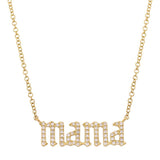 14K White Diamond Gothic Font Mama Necklace-Charms & Pendants-Maurice's Jewelers-YELLOW GOLD-