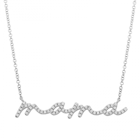 14k White Gold Mama Diamond Necklace-Necklaces-Maurice's Jewelers-