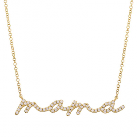 14k Yellow Gold Mama Diamond Necklace-Necklaces-Maurice's Jewelers-