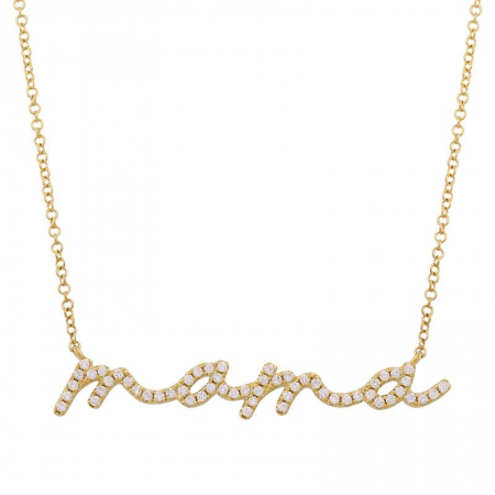14k Yellow Gold Mama Diamond Necklace