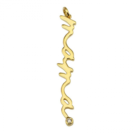 14k Yellow Gold Mama Diamond Necklace Charm
