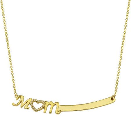 14k Yellow Gold Mom Diamond Necklace