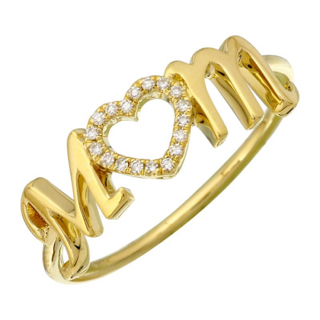 14k Yellow Gold Mom Diamond Ring