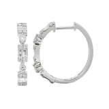 14K Rose Gold Round + Baguette Cluster Hoop Earrings-Earrings-Maurice's Jewelers-YELLOW GOLD-