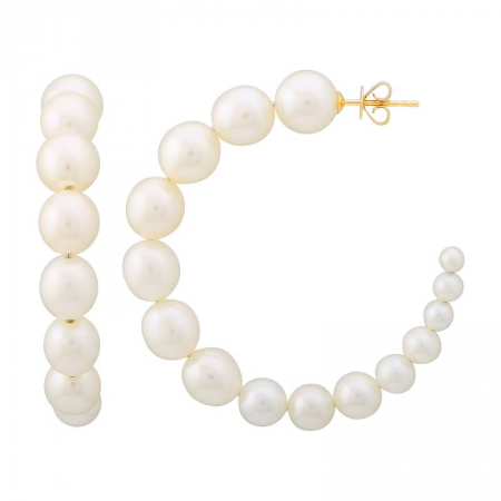 14K Yellow Gold Graduating Pearl Large Earrings-EARRINGS-superbell-