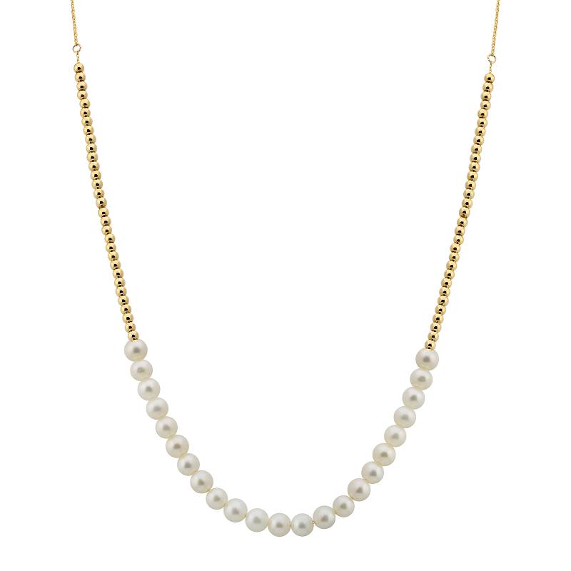14k Yellow Gold Pearl Necklace-Necklaces-superbell-
