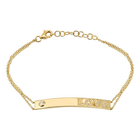 14K Yellow Gold Love Diamond Bar Bracelet-Bracelets-superbell-