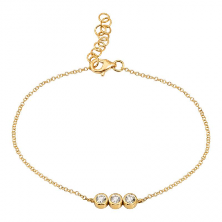 14k Yellow Gold Bezel Set Diamond Bracelet-Bracelets-superbell-