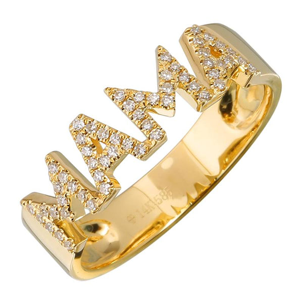 14k Yellow Gold Mama Diamond Ring