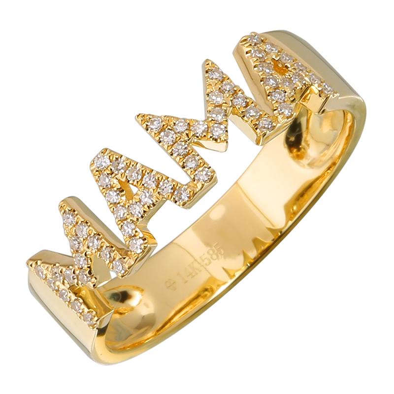14k Yellow Gold Mama Diamond Ring-Rings-superbell-