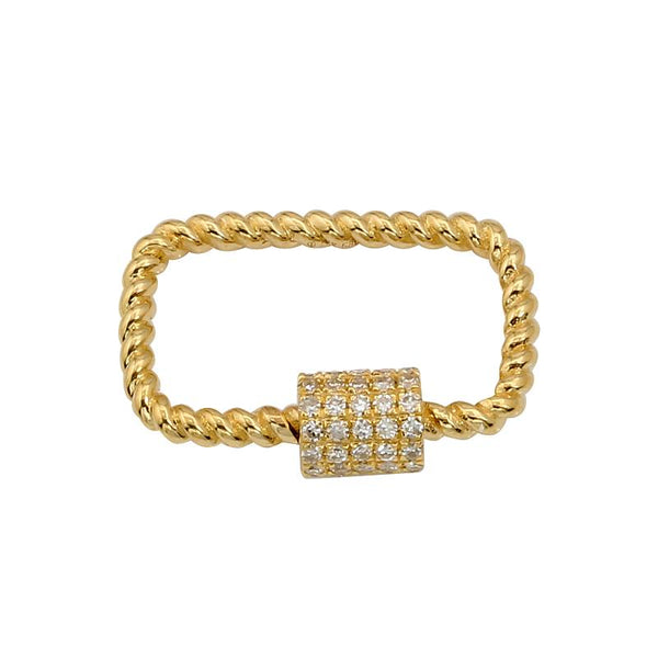 14k Yellow Gold Diamond Twist Carabiner Pendant-Charms & Pendants-Maurice's Jewelers-