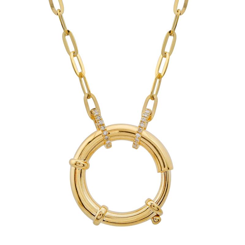 14K Yellow Gold Diamond Large Spring Clasp Necklace-Necklaces-Maurice's Jewelers-