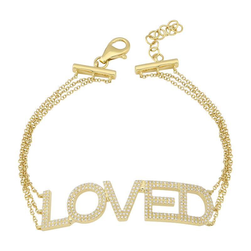 14K Yellow Gold Diamond LOVED Triple Row Bracelet-Bracelets-Maurice's Jewelers-