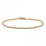 14K Yellow Gold Diamond + Half Gemstone Tennis Bracelet