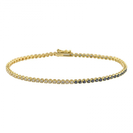 14K Yellow Gold Diamond + Half Gemstone Tennis Bracelet