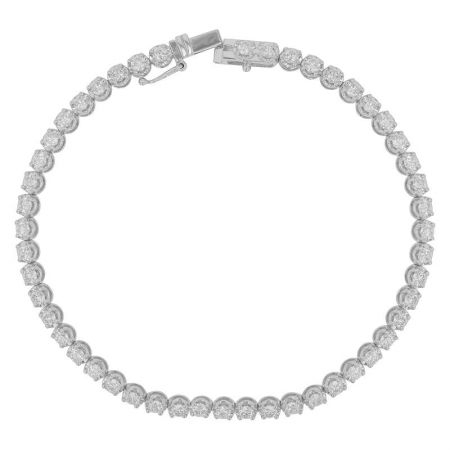 14k White Crown Prong Diamond Tennis Bracelet-Bracelets-Maurice's Jewelers-