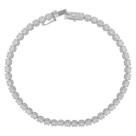 14k White Crown Prong Diamond Tennis Bracelet