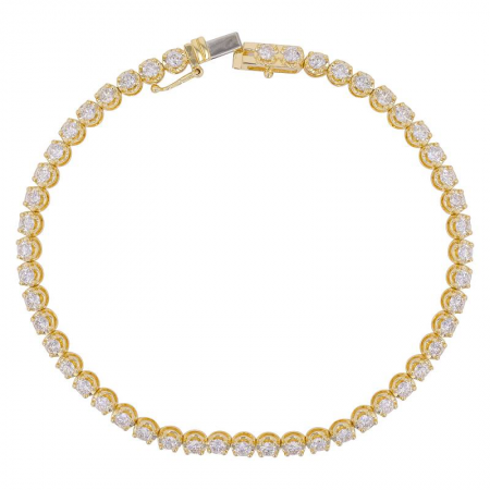 14k Yellow Gold Crown Prong Diamond Tennis Bracelet-Bracelets-Maurice's Jewelers-