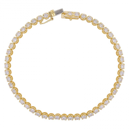 14k Yellow Gold Crown Prong Diamond Tennis Bracelet