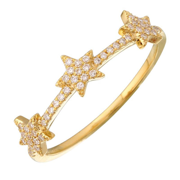 14K Yellow Gold Diamond Star Ring-Rings-superbell-