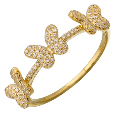 14k Yellow Gold Diamond Butterfly Ring