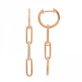 14K Yellow Gold Diamond Paperclip Link Dangle Earrings-EARRINGS-Maurice's Jewelers-ROSE GOLD-