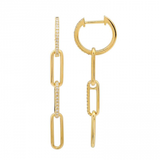 14K Rose Gold Diamond Paperclip Link Dangle Earrings-Earrings-Maurice's Jewelers -YELLOW GOLD-