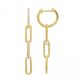 14K Rose Gold Diamond Paperclip Link Dangle Earrings