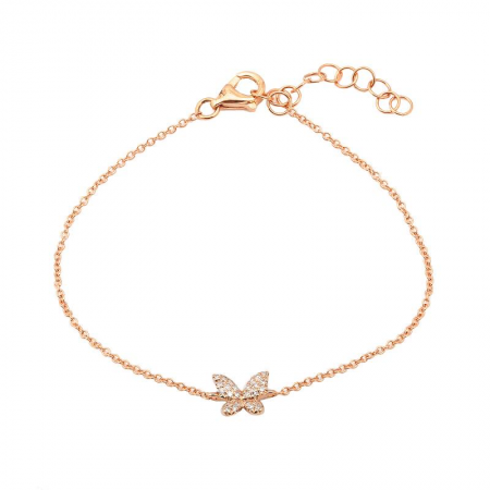 14K Rose Gold Butterfly Diamond Bracelet
