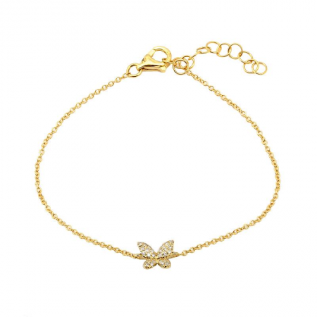 14K Yellow Gold Butterfly Diamond Bracelet