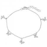 14K Yellow Gold Diamond Butterfly Dangle Bracelet-Bracelets-Maurice's Jewelers-WHITE GOLD-
