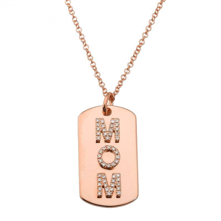 14k Rose Gold Mom Name Tag Necklace-Necklaces-Maurice's Jewelers-