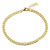 14K White Gold Diamond Bezel Curb Link Bracelet