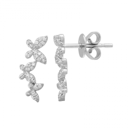 14K Rose Gold Diamond Triple Butterfly Small Earrings-EARRINGS-Maurice's Jewelers-WHITE GOLD-