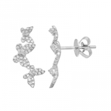 14K White Gold Diamond Triple Butterfly Earrings