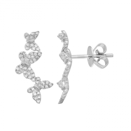 14K White Gold Diamond Triple Butterfly Earrings-EARRINGS-Maurice's Jewelers-WHITE GOLD-