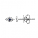 14K Rose Gold Diamond + Sapphire Evil Eye Mini Earrings-Earrings-Maurice's Jewelers-WHITE GOLD-