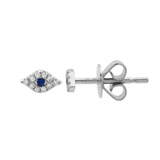 14K White Gold Diamond + Sapphire Evil Eye Mini Earrings