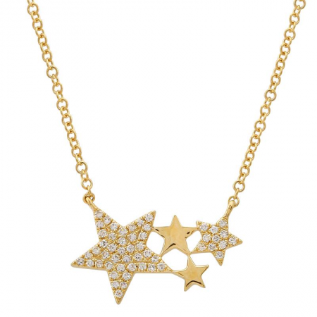 14K Yellow Gold Star Constellation Necklace- Medium