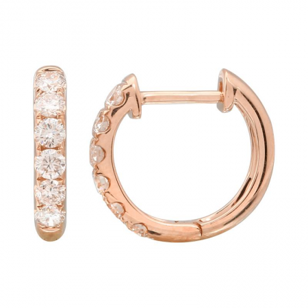 14K Rose Gold Diamond Huggie Earrings
